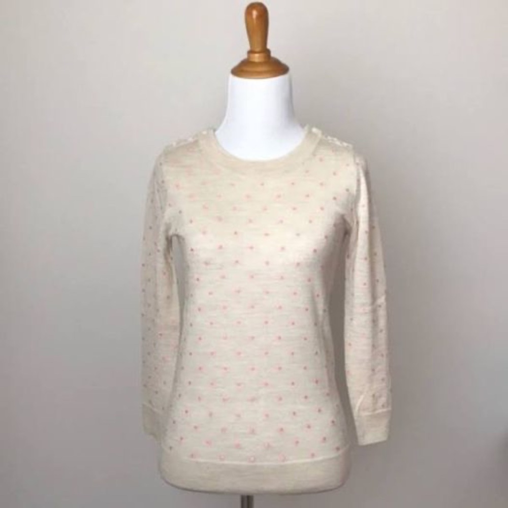 J.Crew Merino Wool Embroidered Polka-Dot Sweater